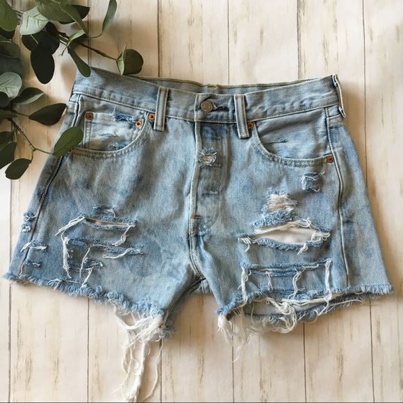 Levi's Pants - Levi's Light Wash Distressed Denim Jean Shorts
